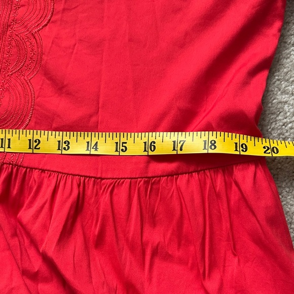 Chico's Red Tiered Embroidered Midi Dress Cotton Blend Casual Lightweight 8/10 - Picture 11 of 14